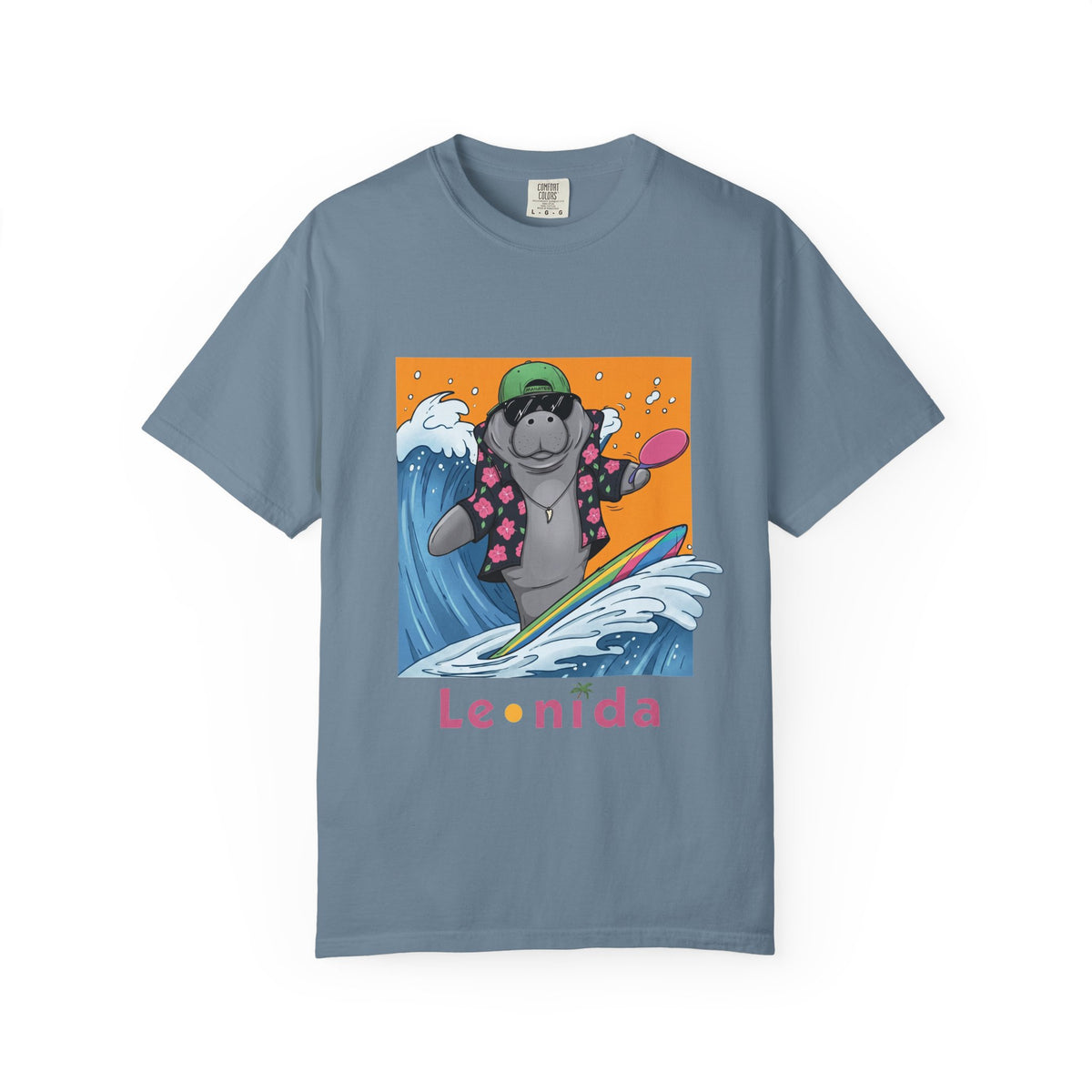 Surfing Manatee T-Shirt — 'Leonida' Graphic Beach Tee