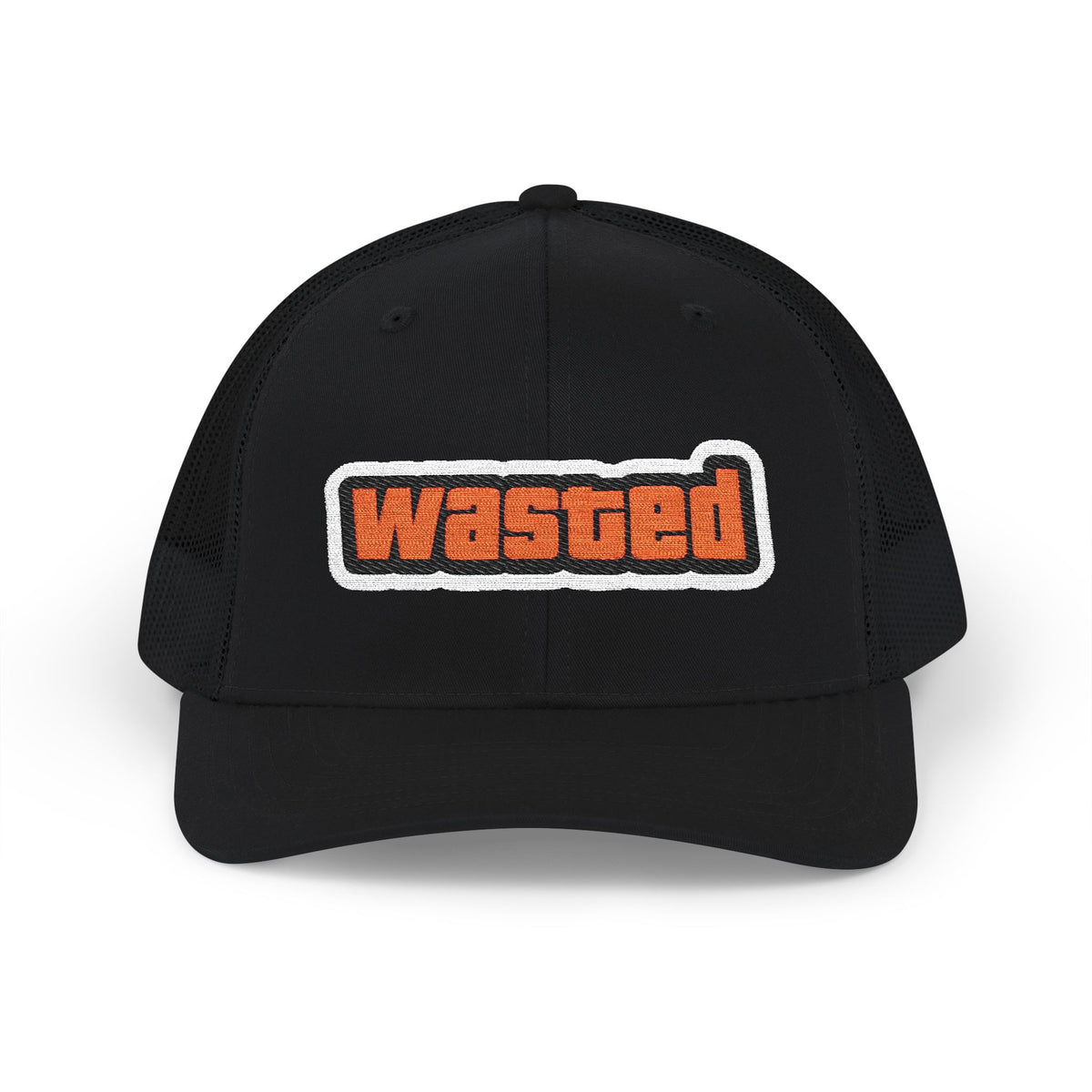Wasted Patch Snapback Trucker Cap — Retro Orange Logo Hat