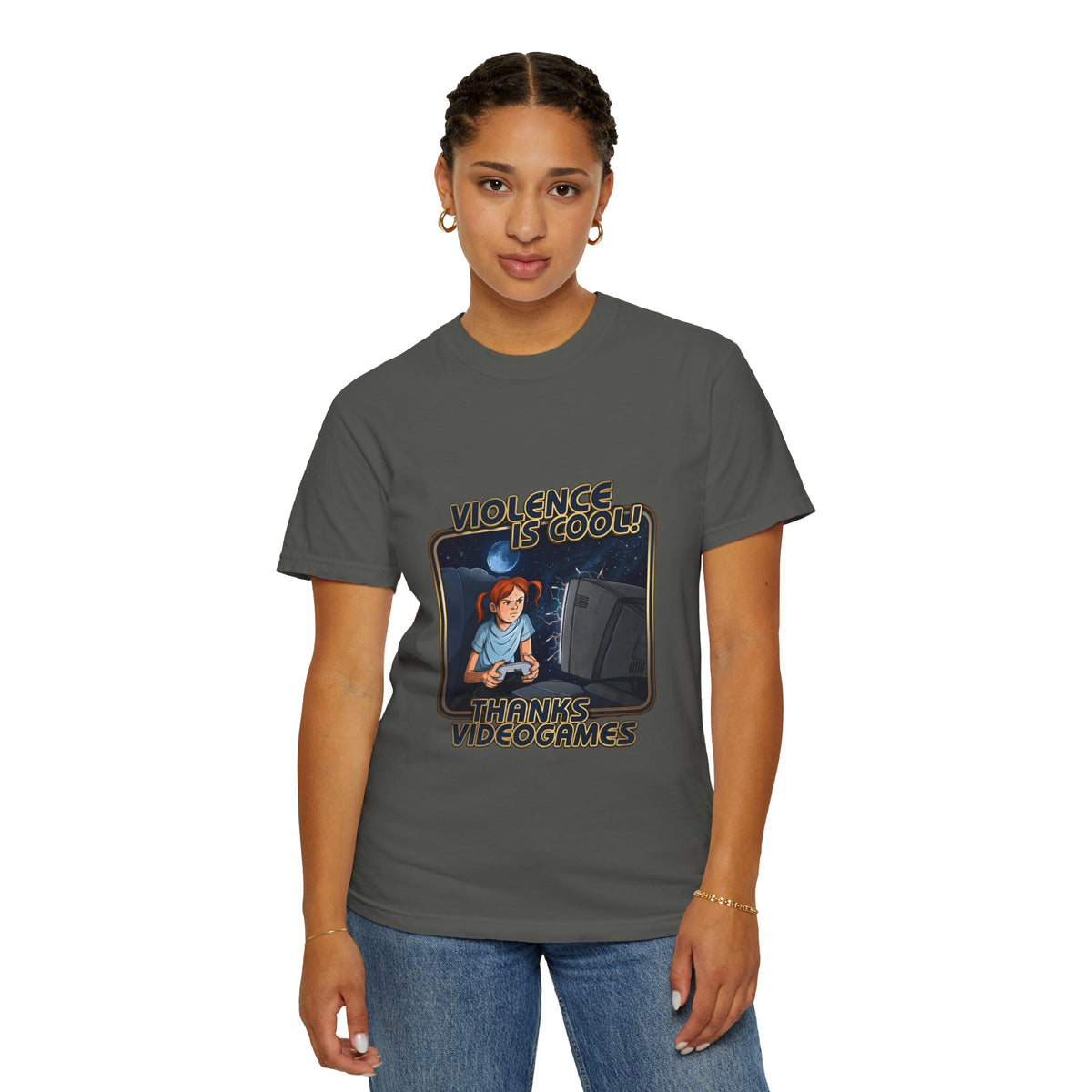 Violence Is Cool Retro Gamer T-Shirt — "Thanks Videogames" Vintage Gaming Tee