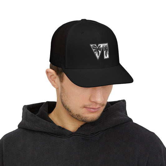 Palm Tree VI Trucker Cap — Embroidered Tropical Snapback Hat