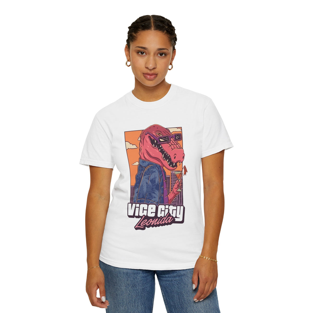 Vice City Leonidas T-shirt | Retro Miami Dino Graphic