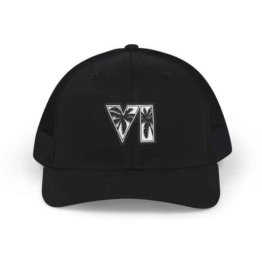 Palm Tree VI Trucker Cap — Embroidered Tropical Snapback Hat
