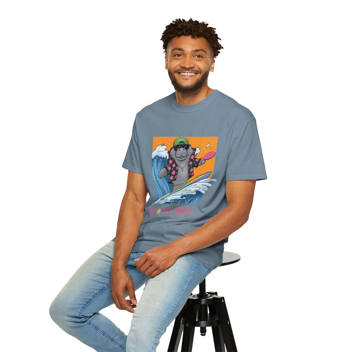 Surfing Manatee T-Shirt — 'Leonida' Graphic Beach Tee