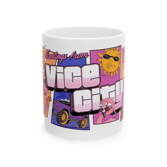 Greeting From Vice City Retro Postcard Ceramic Mug (11oz, 15oz)