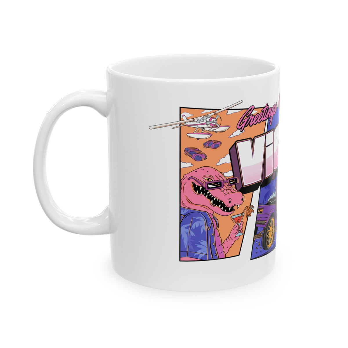 Greeting From Vice City Retro Postcard Ceramic Mug (11oz, 15oz)